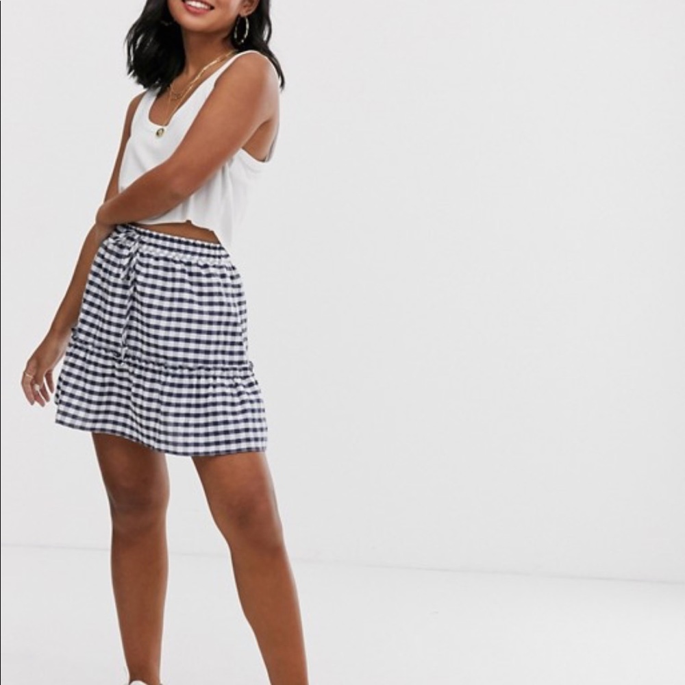 ASOS Tiered Mini Skirt in Gingham